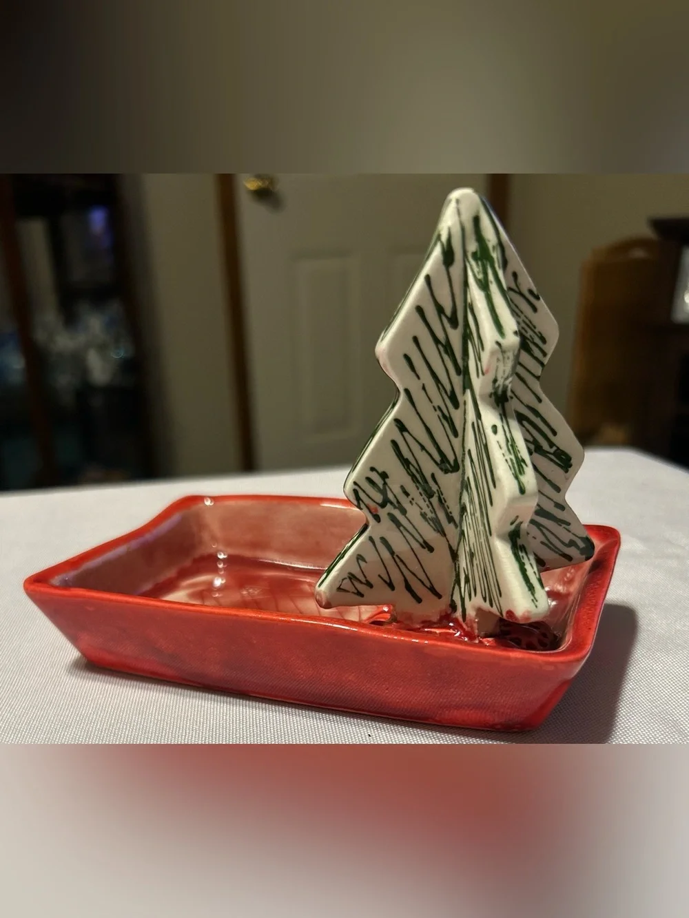 Handmade Holiday Ceramic Tree Trinket Dish. (SELECT ONE)